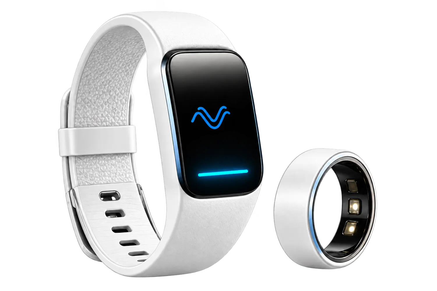 White MetaboWave band and ring